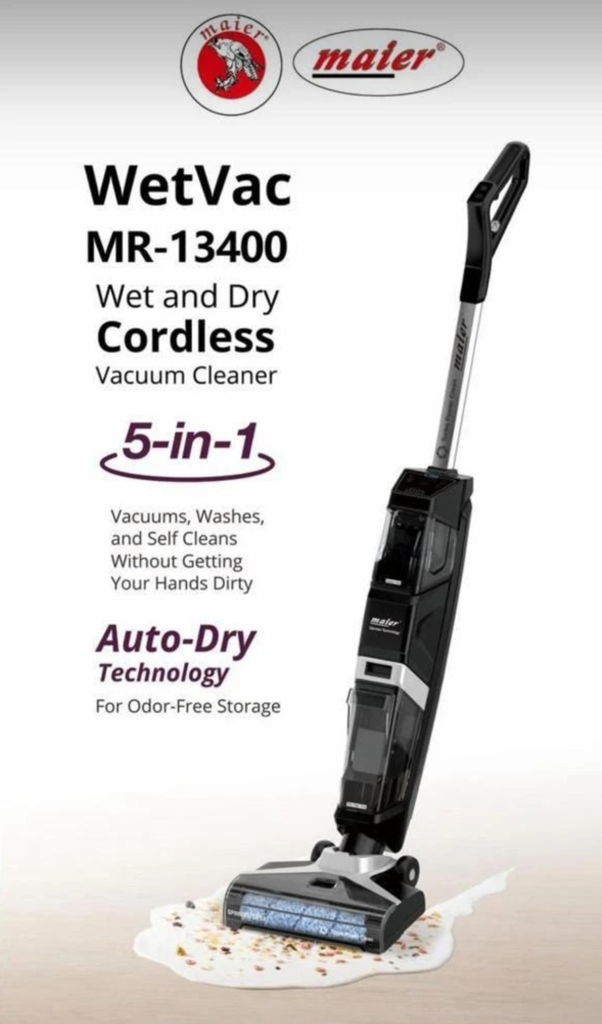 جارو عصایی و بخارشوی شارژی مایر مدل ۱۳۴۰۰